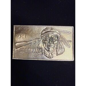Wyoming Studio Art Works Geronimo Belt Buckle Mens OS Brass Excellent Vintage 76